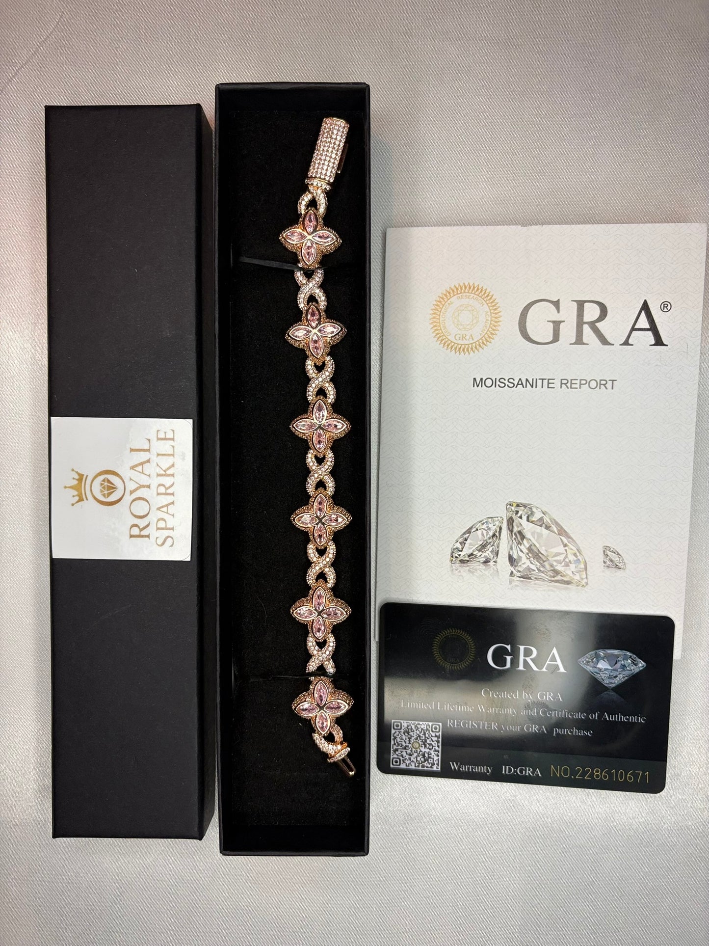 Endless Sparkle™ Moissanite Armband – Rose pink (7 inch) | GRA-gecertificeerd