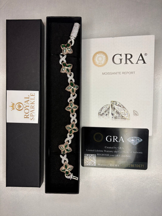 Endless Sparkle™ Moissanite Armband – Silver Rose Green (8 inch) | GRA-gecertificeerd