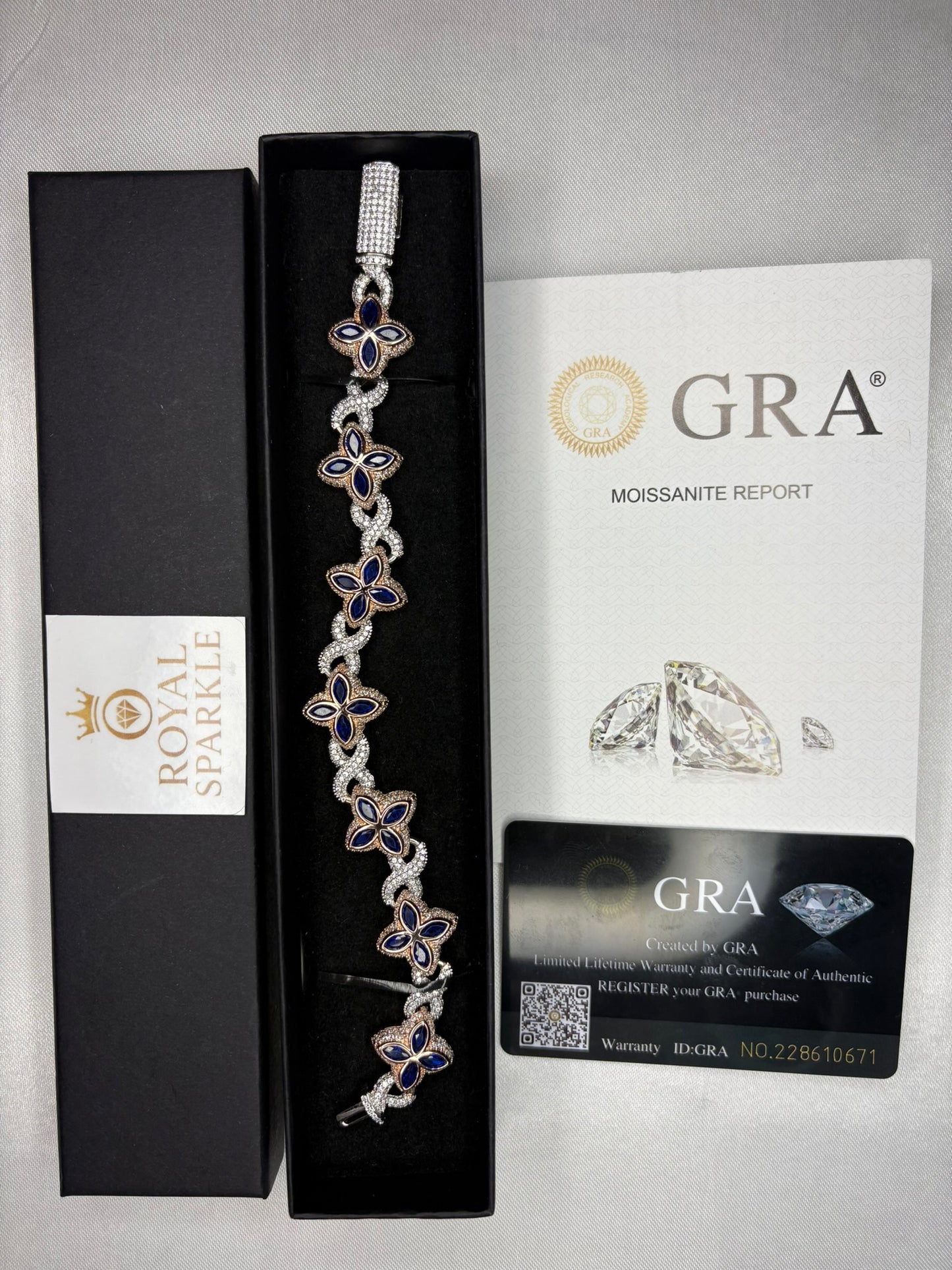 Endless Sparkle™ Moissanite Armband – Silver Rose Blue (8 inch) | GRA-gecertificeerd