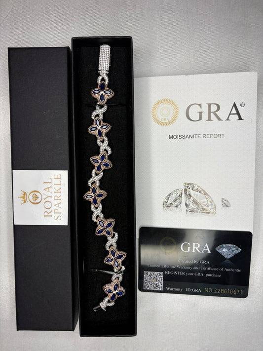 Endless Sparkle™ Moissanite Armband – Silver Rose Blue (8 inch) | GRA-gecertificeerd