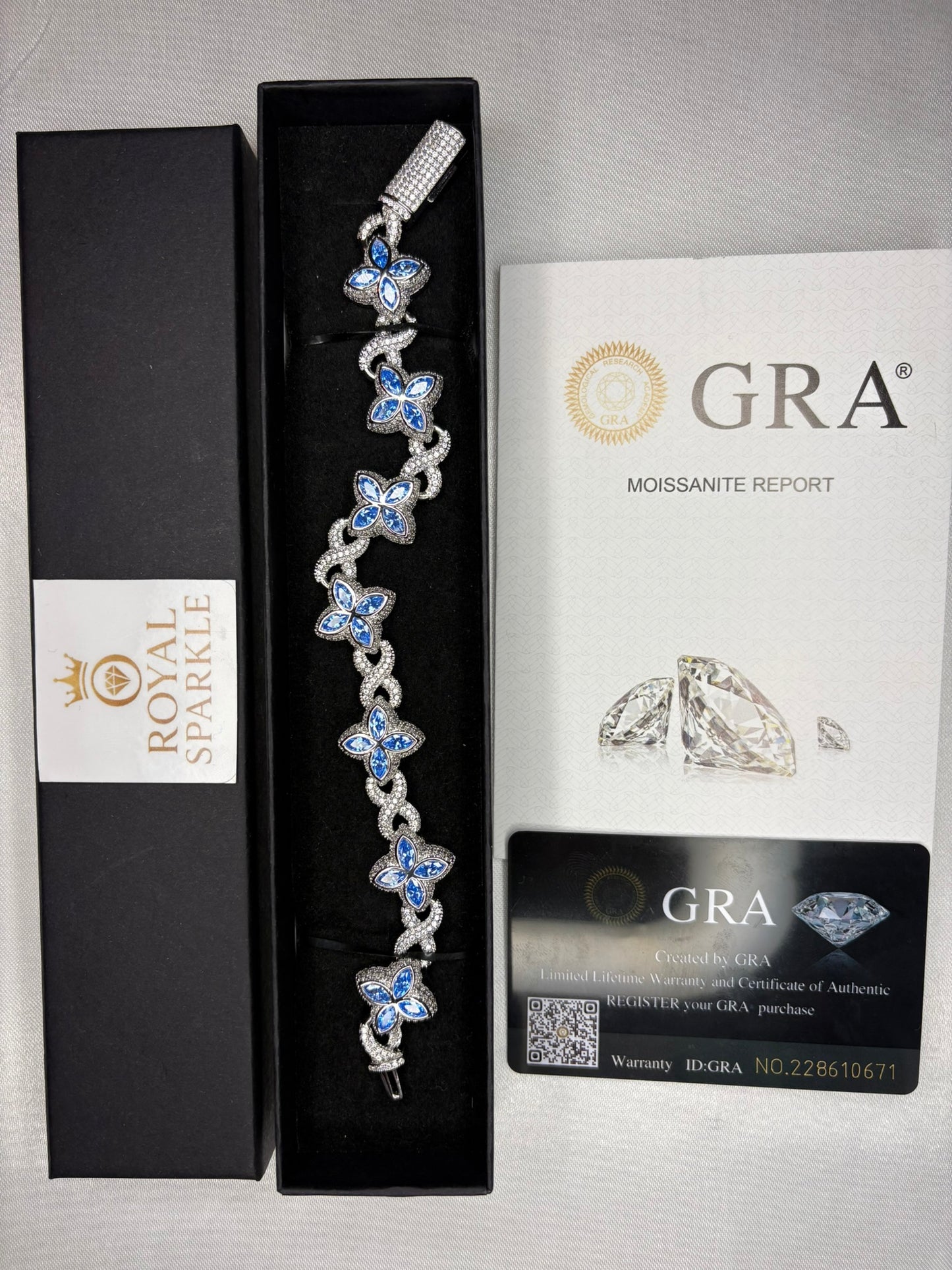 Endless Sparkle™ Moissanite Armband – Silver Blue (8 inch) | GRA-gecertificeerd