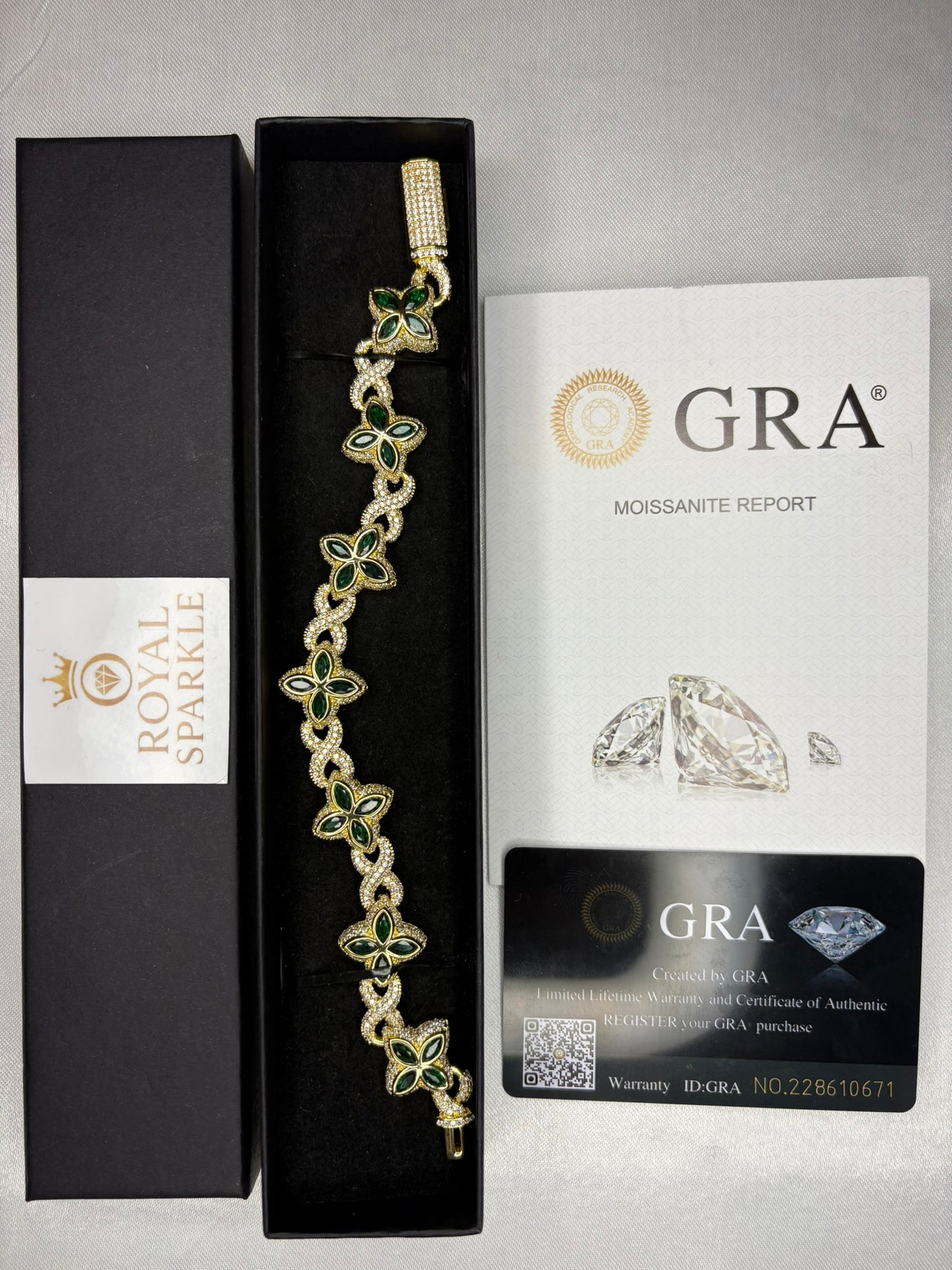 Endless Sparkle™ Moissanite Armband – Gold Green (8 inch) | GRA-gecertificeerd