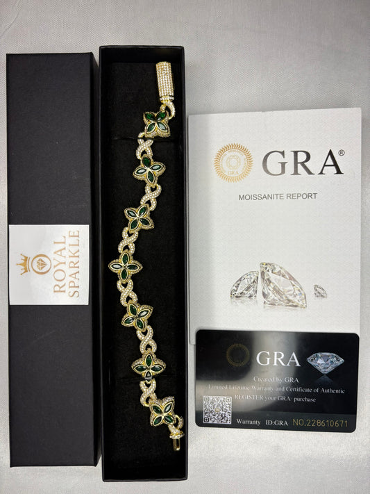Endless Sparkle™ Moissanite Armband – Gold Green (8 inch) | GRA-gecertificeerd