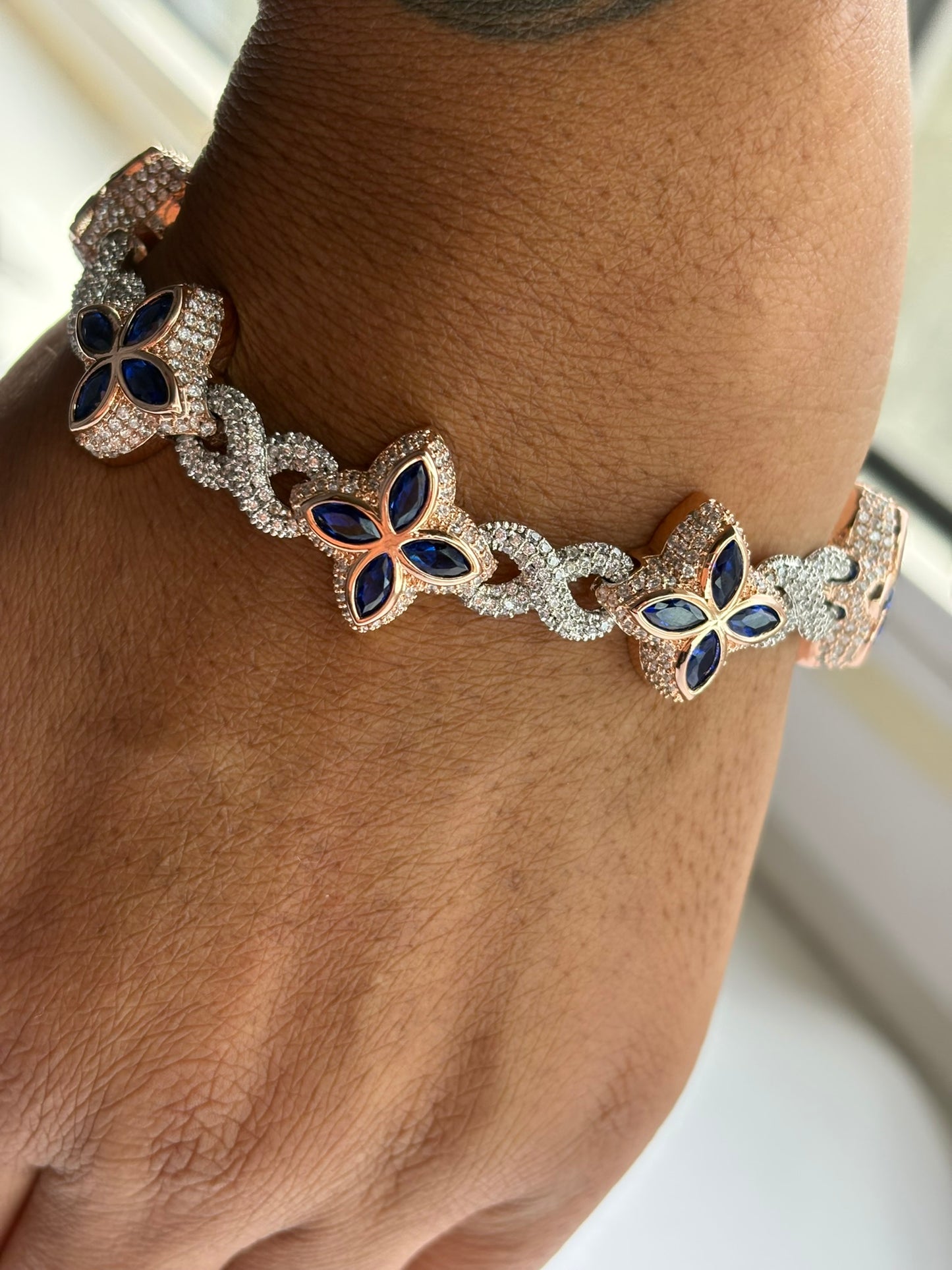 Endless Sparkle™ Moissanite Armband – Silver Rose Blue (8 inch) | GRA-gecertificeerd