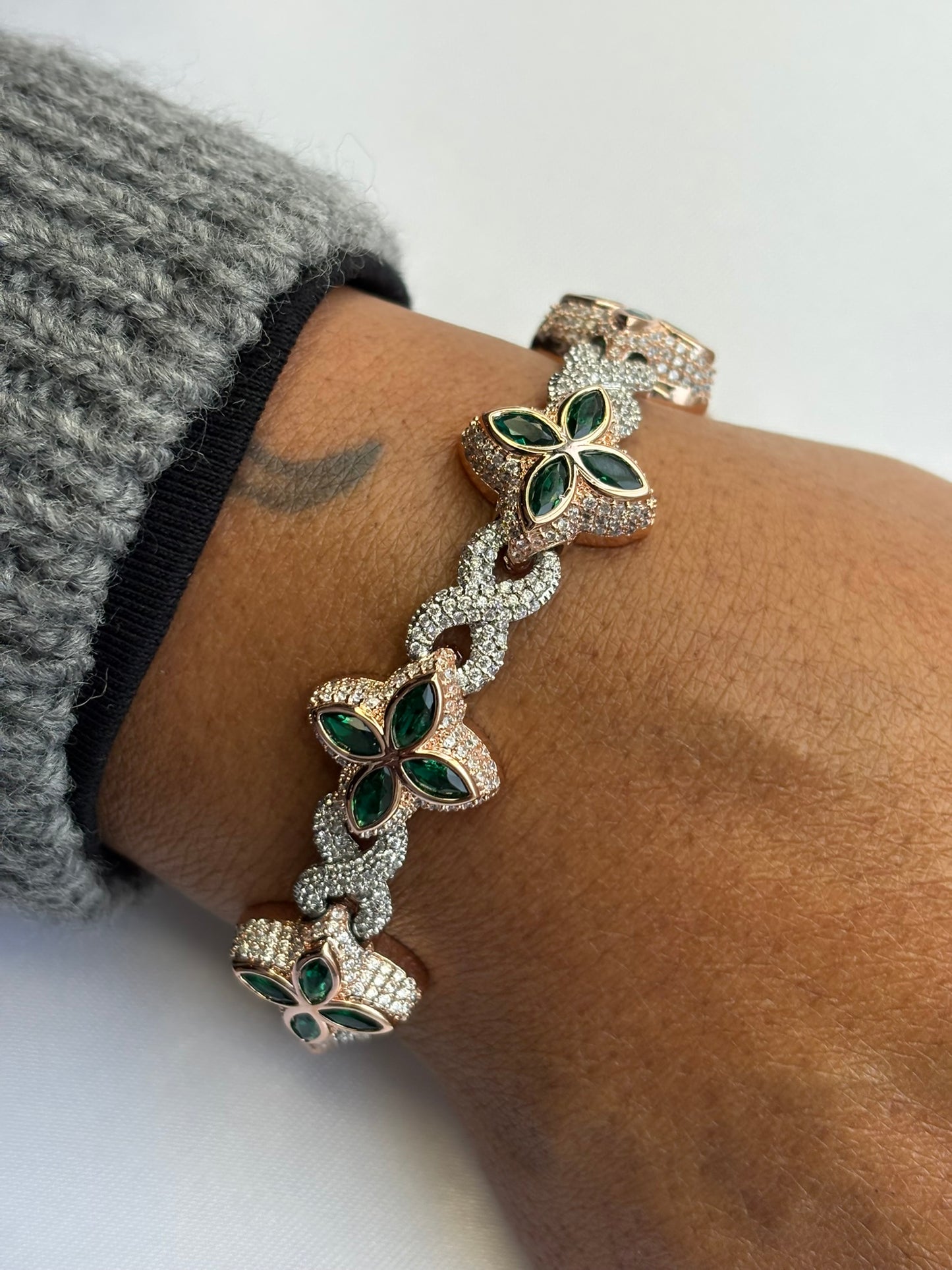 Endless Sparkle™ Moissanite Armband – Silver Rose Green (8 inch) | GRA-gecertificeerd